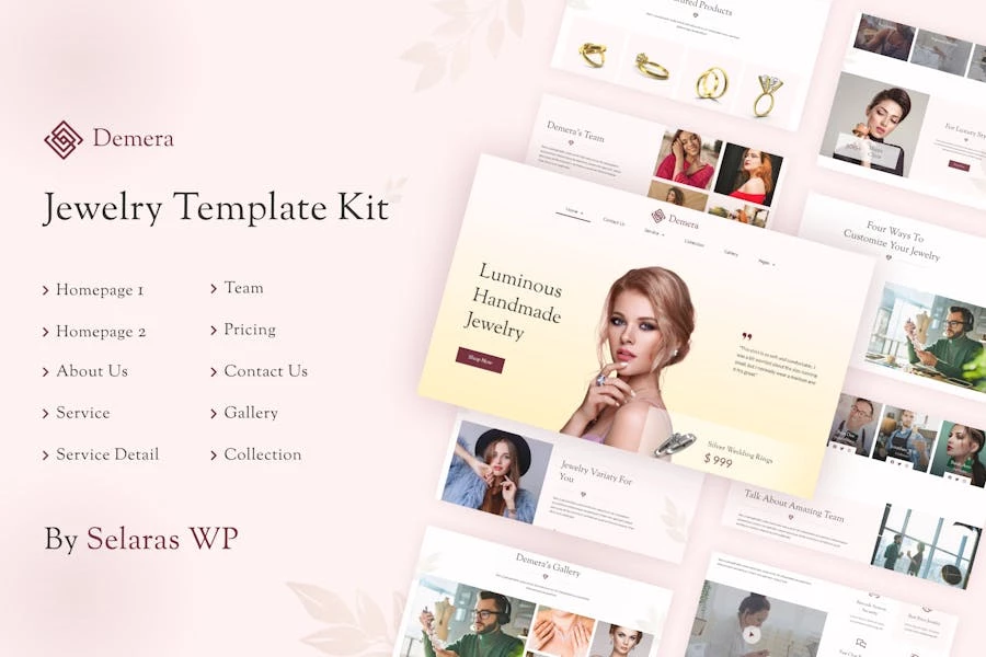 Demera - Template Kit Elementor para tienda y fabricante de joyas