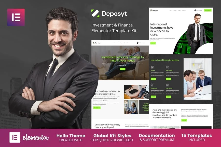 Deposyt - Kit de plantillas Elementor Pro para inversiones y finanzas