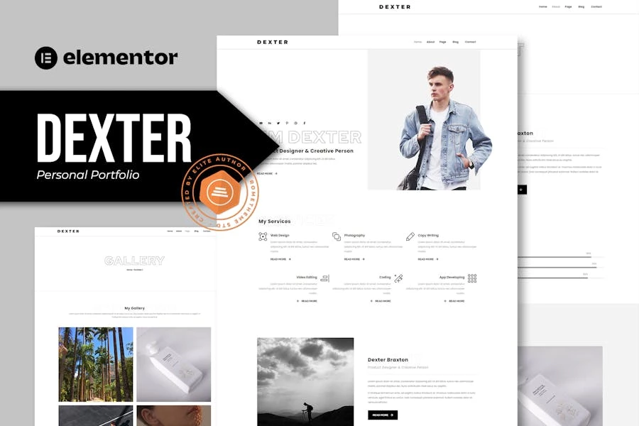 Dexter - Template Kit Elementor para Porfolio personal