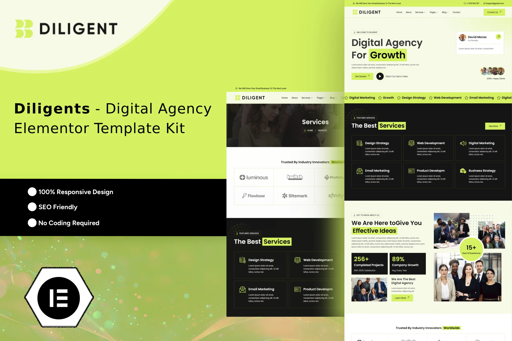Diligent - Kit de Plantillas Elementor para Agencia Creativa y Porfolio