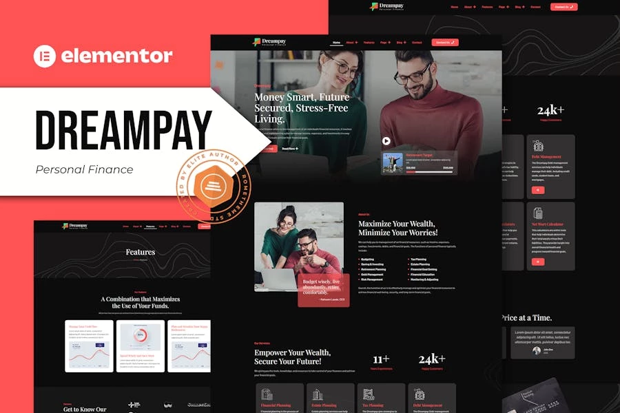 Dreampay - Template Kit Elementor Pro para finanzas personales