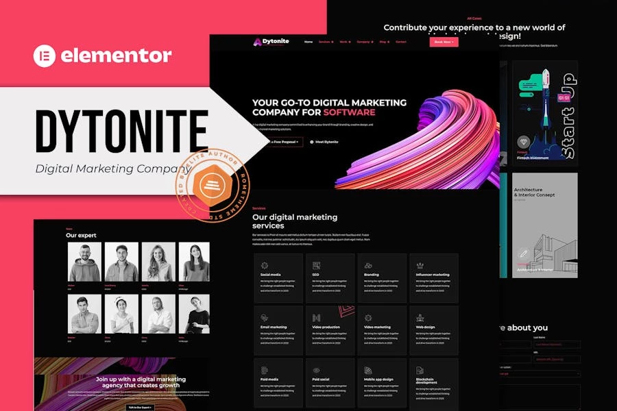 Dytonite - Template Kit Elementor Pro para empresas de marketing digital