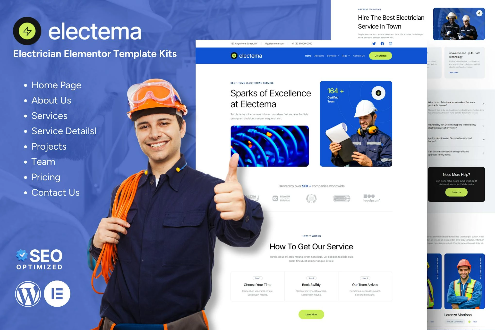 Electema - Kit de plantillas Elementor para servicio de electricistas