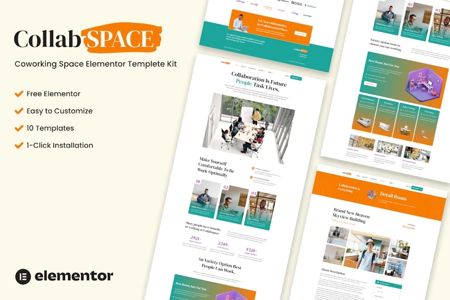 Collabspace - Template Kit Elementor para espacios de coworking