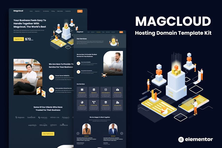 Magcloud - Kit de plantillas Elementor de dominio de alojamiento