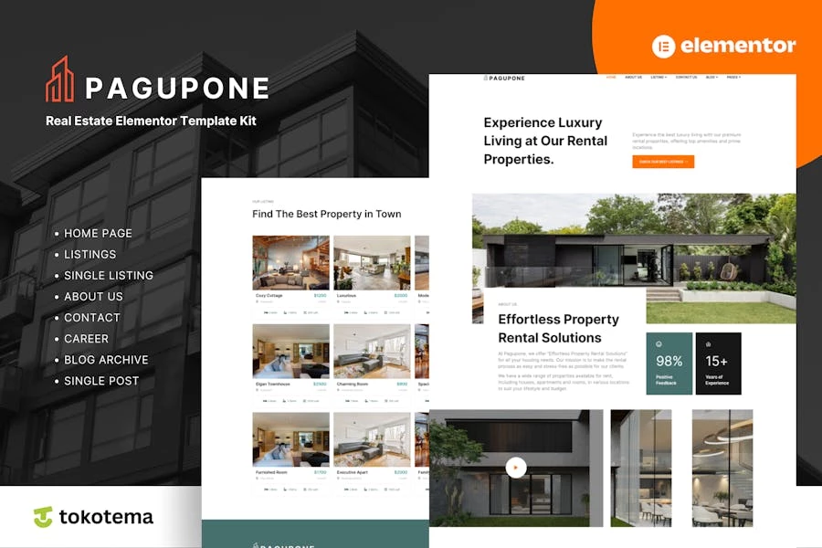 Pagupone - Template Kits Elementor para Agencia inmobiliarias y anuncios