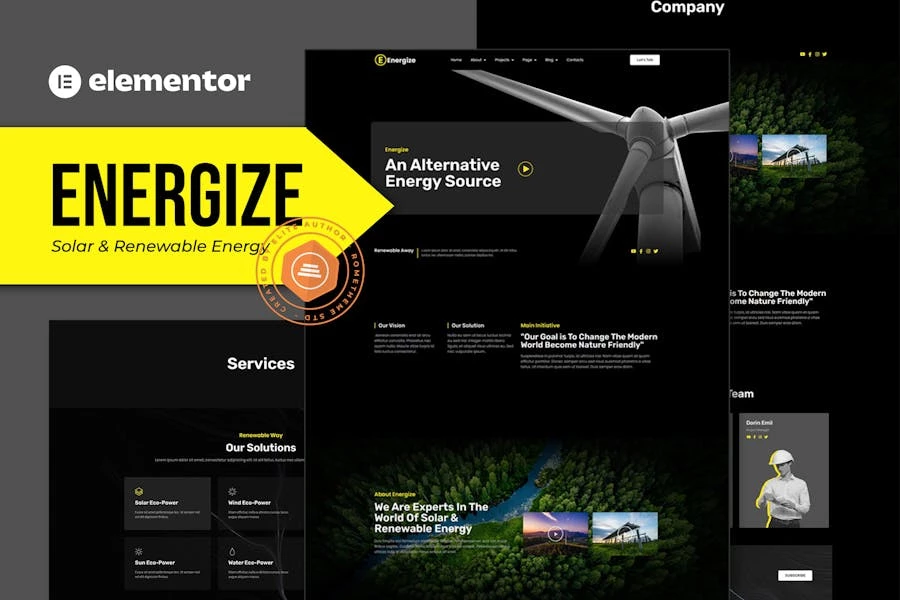 Energize - Template Kit para elementos de energía solar y renovable