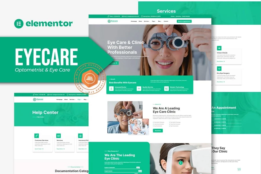 Eyecare - Template Kit Elementor para optometristas y cuidado de los ojos