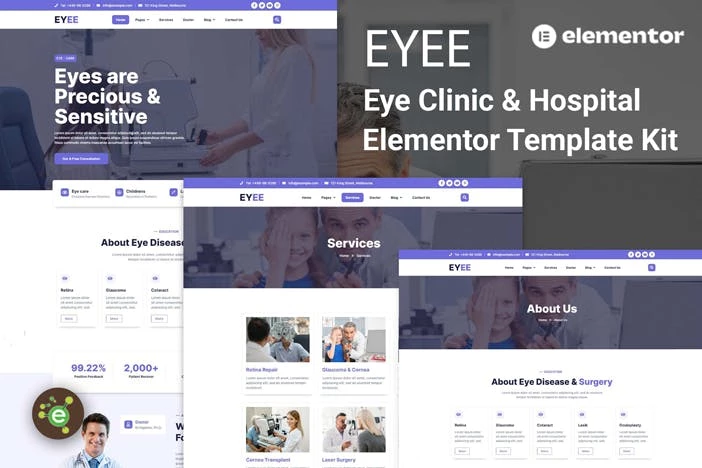 Eyee - Template Kit Elementor para clínicas oftalmológicas y cuidado de la visión