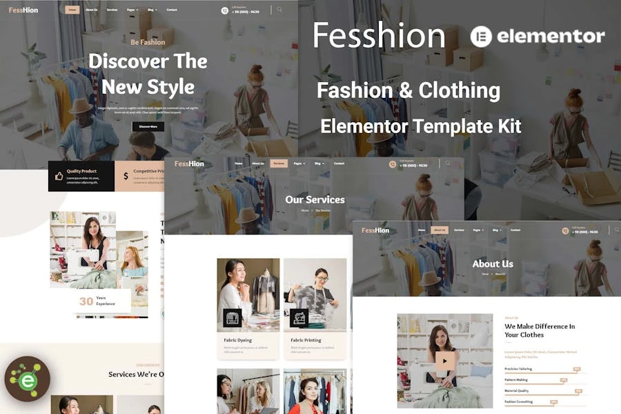 Fesshion - Template Kit Elementor de moda y ropa