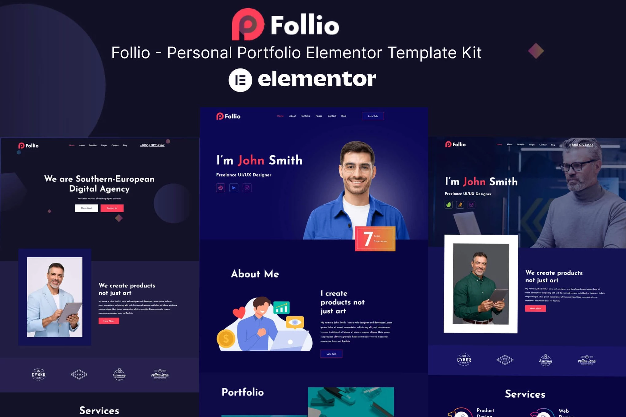 Follio - Kit de Plantillas Elementor para Porfolio Personal