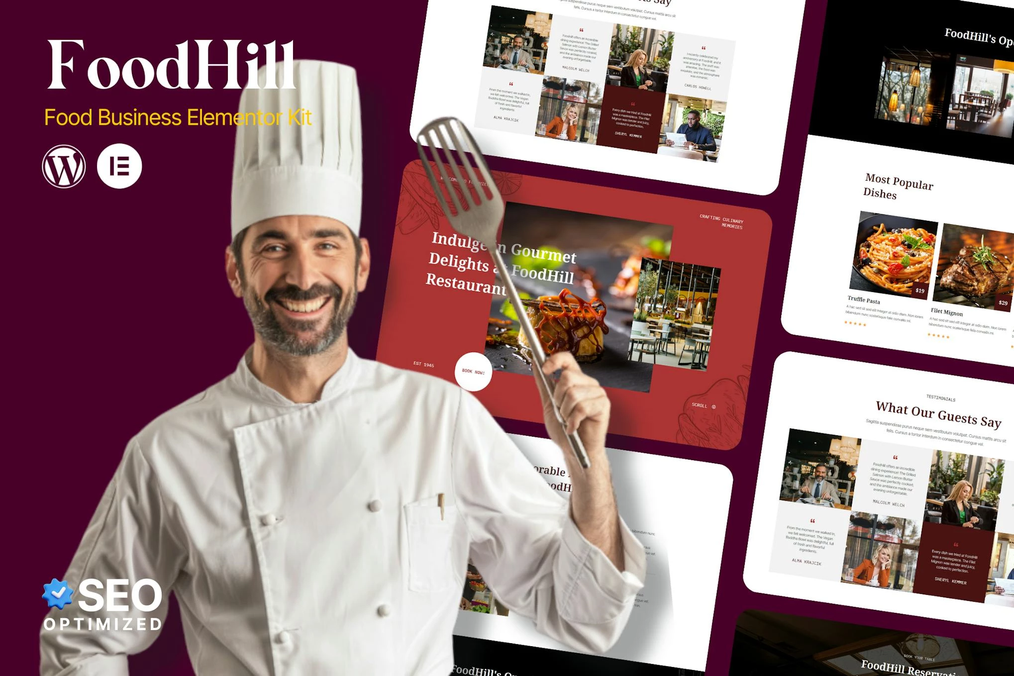 FoodHill - Kit de plantillas Elementor para restaurantes