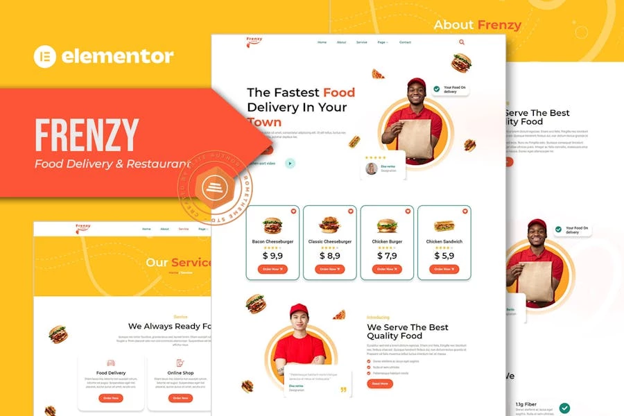 Frenzy - Template Kit Elementor de comida a domicilio y restaurante