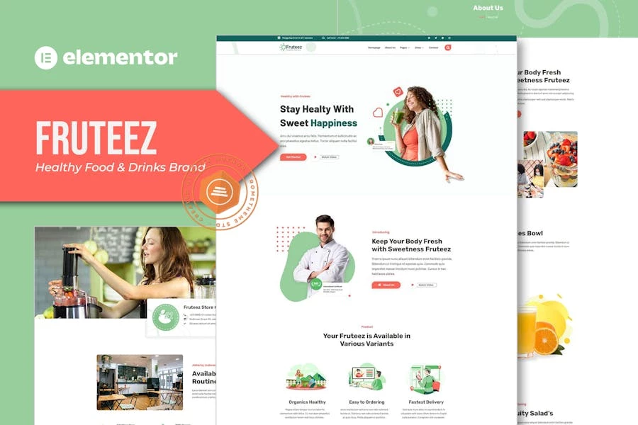 Fruteez - Template Kit Elementor de marca de alimentos y bebidas saludables