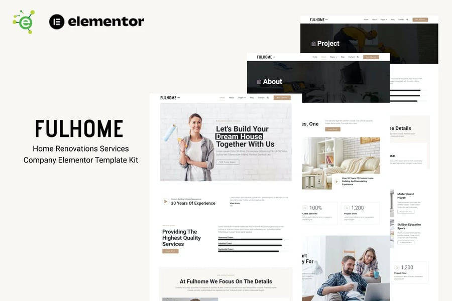 Fulhome - Template Kit Elementor Pro para empresa de renovación y reparación de viviendas
