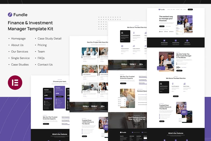 Fundle - Template Kit Elementor para gerentes de finanzas e inversiones