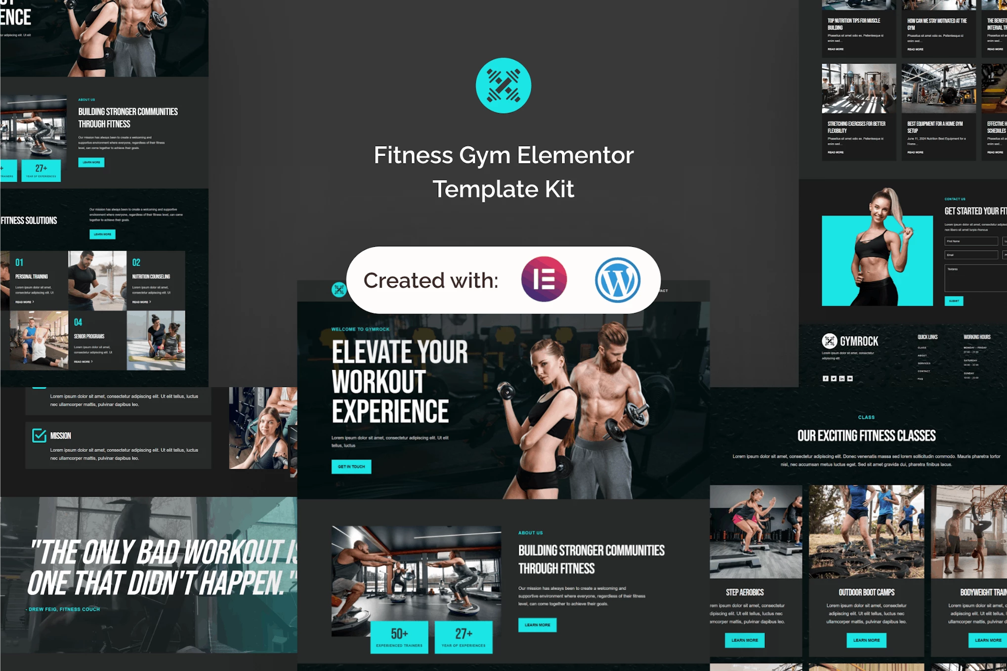 Gymrock - Kit de plantillas Elementor para gimnasio