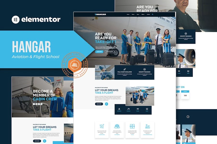 Hangar - Template Kit Elementor para Escuela de Aviación y Vuelo