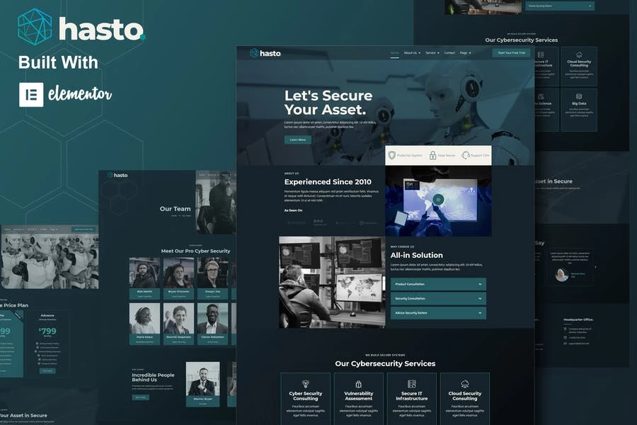 Hasto - Template Kit Elementor para servicios de seguridad cibernética