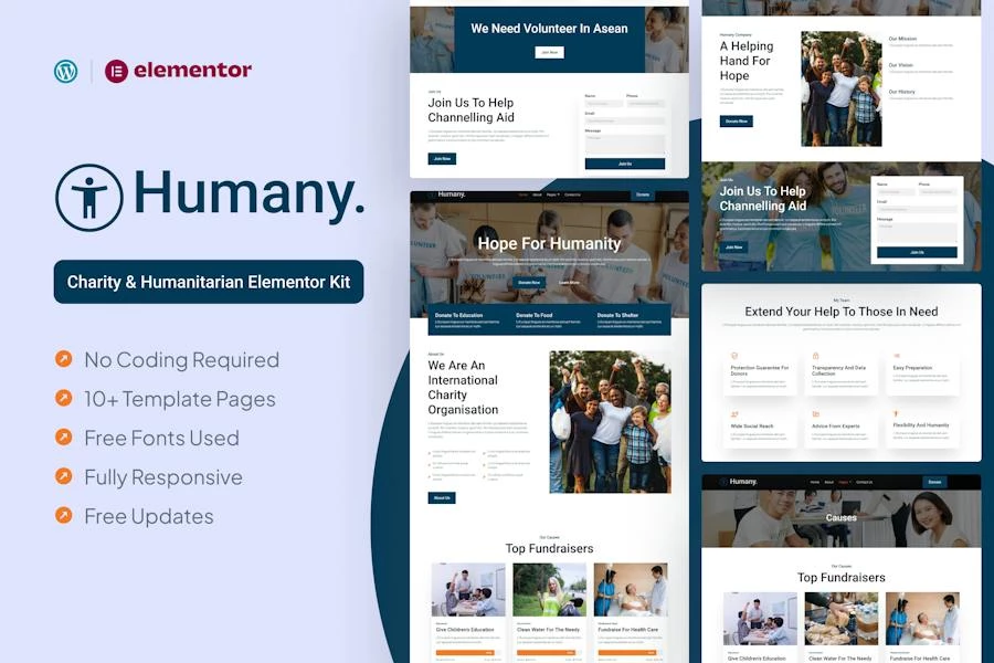 Humany - Template Kit Charity Elementor Pro