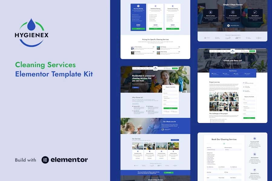 Hygienex - Template Kit Elementor para servicios de limpieza