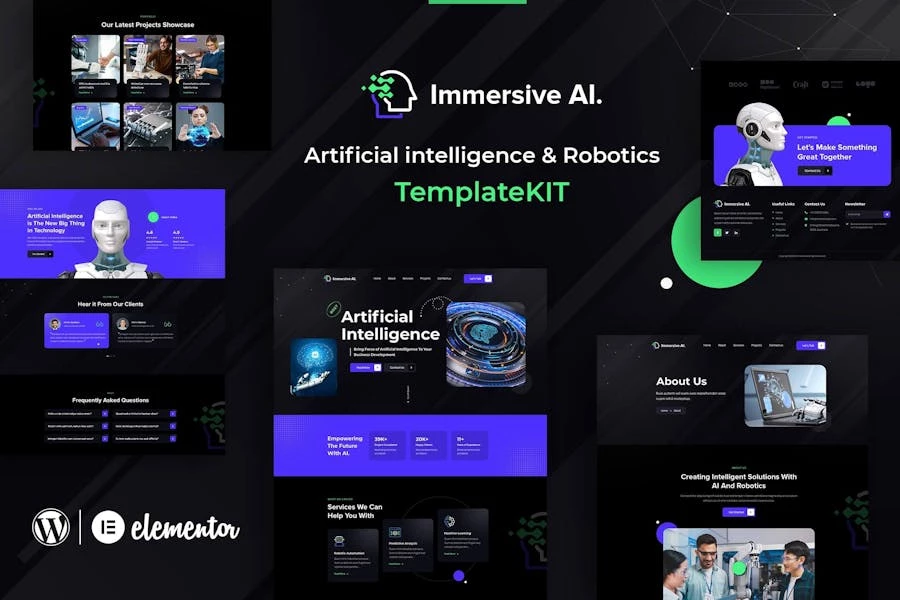 ImmersiveAI - Template Kit Elementor de robótica
