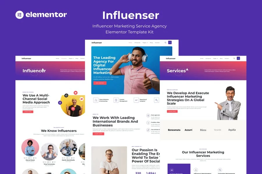 Influenser - Template Kit de Elementor para Agencia de servicios de marketing de