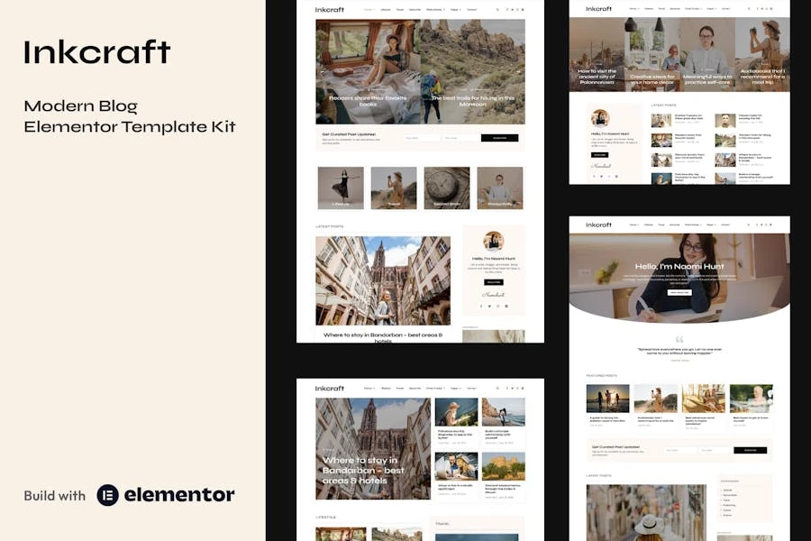 Inkcraft - Template Kit Elementor Pro moderno para blogs y revistas