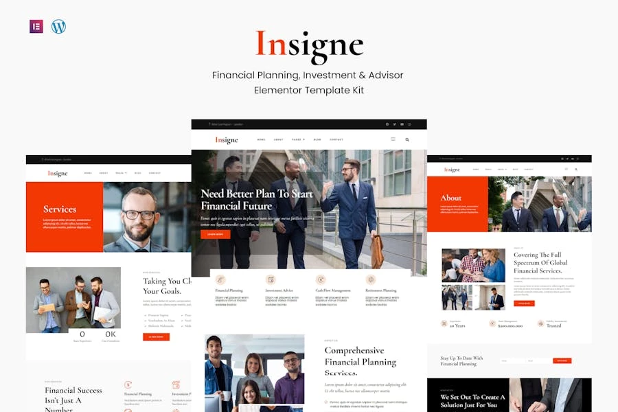 Insigne - Template Kit Elementor para negocios e inversiones financieras