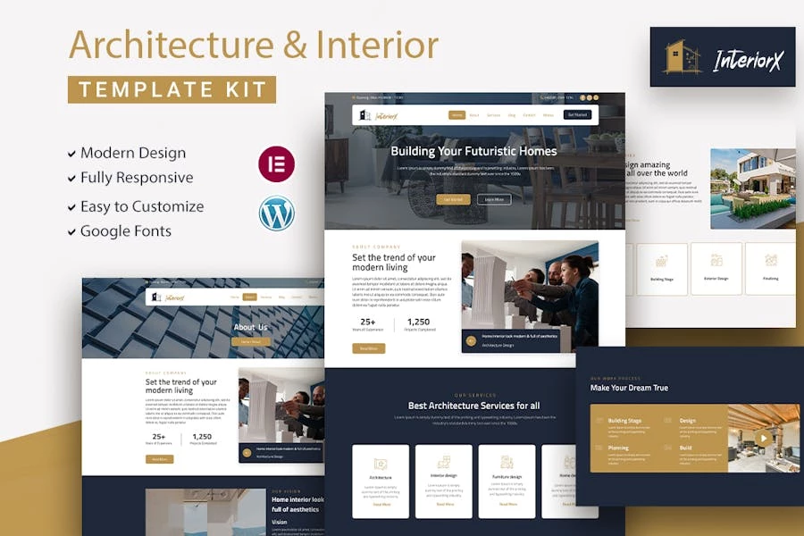 InteriorX - Template Kit Elementor para diseño de interiores