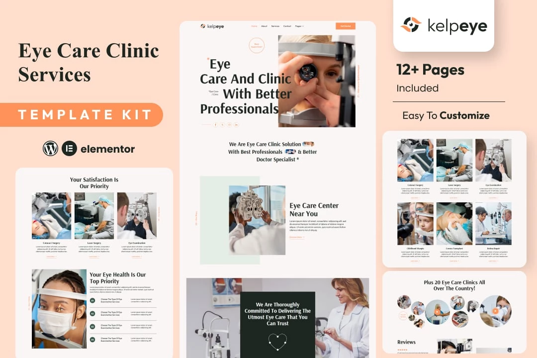 Kelpeye ? Kit de plantillas Elementor para optometristas y cuidado de los ojos