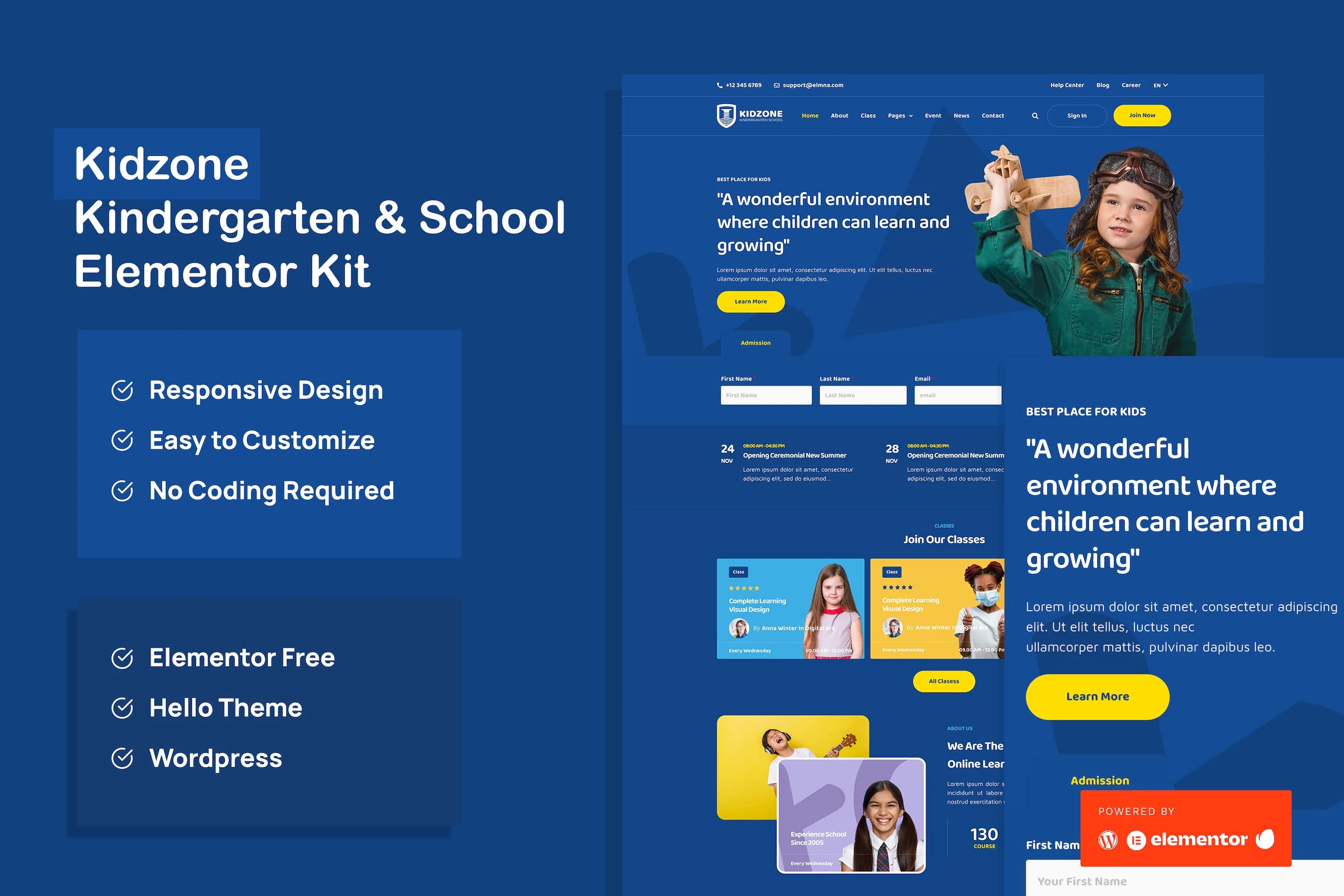 Kidzone - Template Kit para Kindergarten & School Elementor
