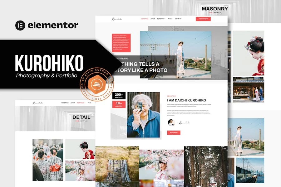 Kurohiko - Template Kit Elementor de fotografía y Porfolio