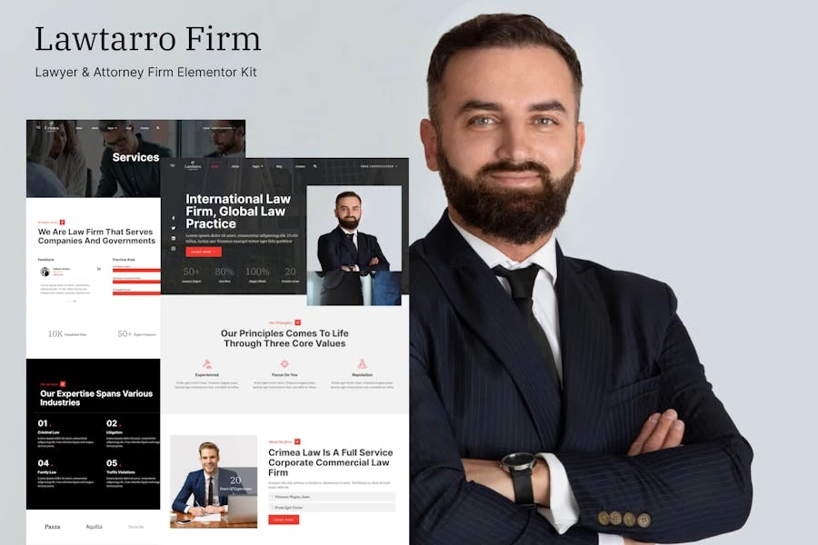 Lawtarro - Template Kit Elementor para abogados y bufetes de abogados