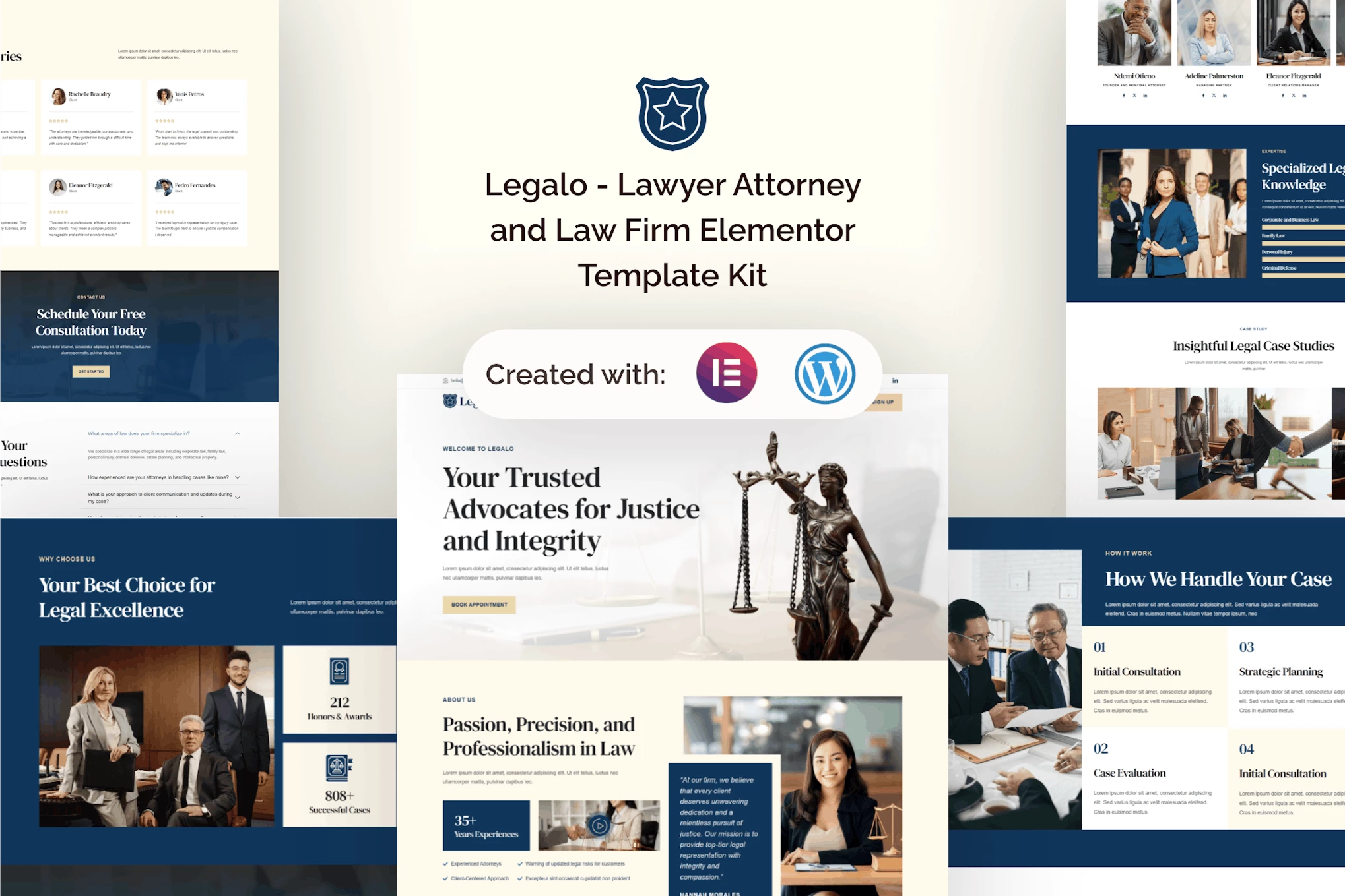 Legalo - Kit de plantillas Elementor para abogados, abogados y bufetes de abogados
