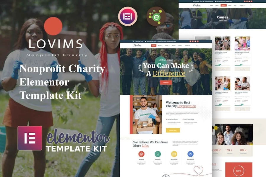 Lovims - Template Kit Elementor para organizaciones benéficas y sin fines de lucro