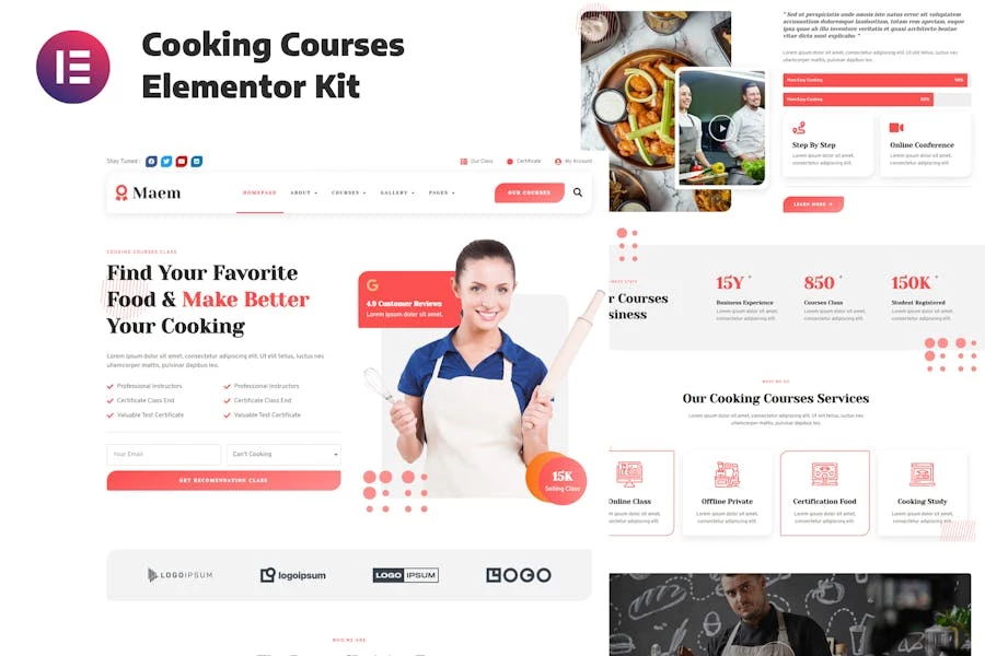 Maem - Template Kit Elementor de cursos de cocina
