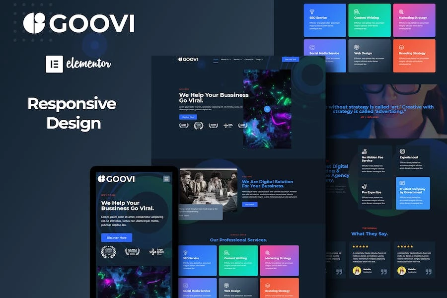 Goovi - Template Kits Elementor para Agencia creativas y marketing digital