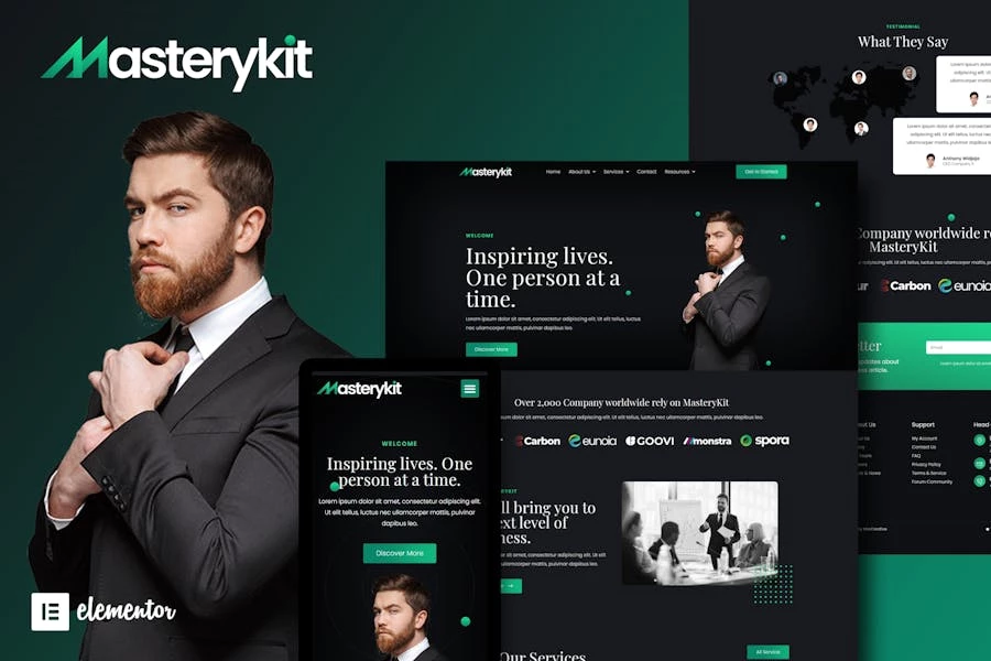 MasteryKit - Kit de plantillas Elementor para entrenadores de negocios