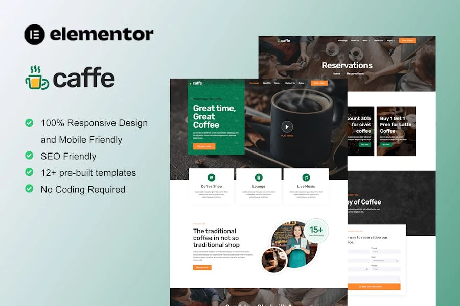 Caffe - Template Kit Elementor de cafetería y cafetería