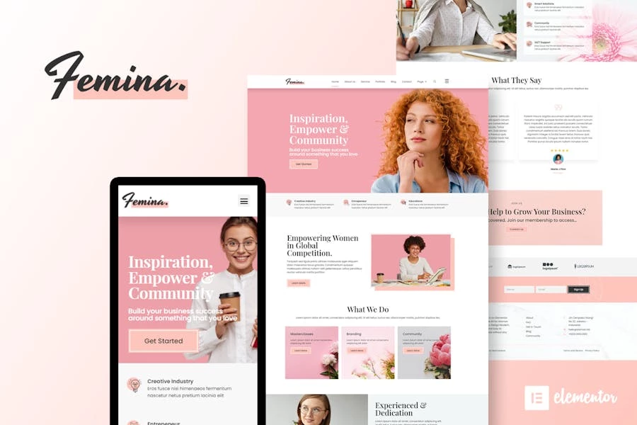 Femina - Template Kit de Elementor para empresas femeninas