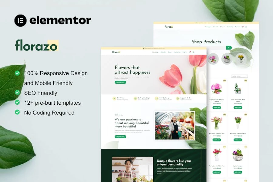 Florazo - Template Kit Elementor para floristería y floristería de WooCommerce