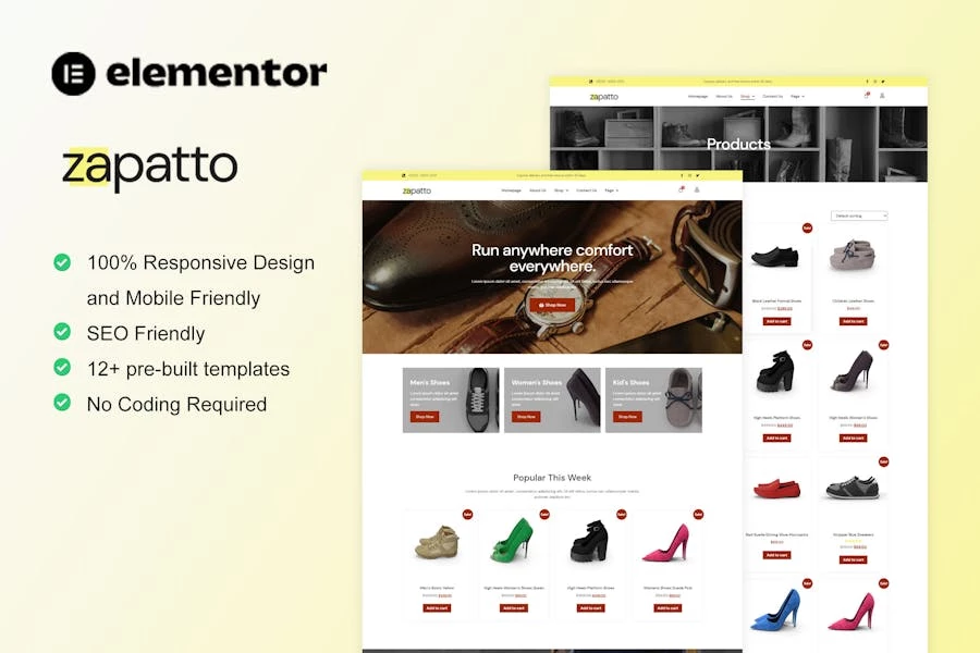 Zapatto - Shoes Store WooCommerce Elementor Template Kit