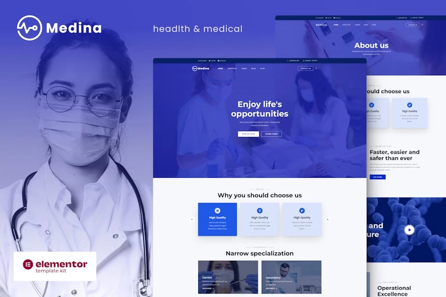 Medina - Template Kit Elementor de Medicina y Salud