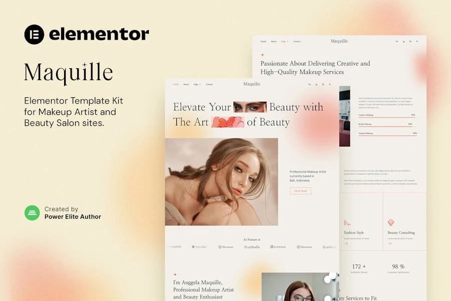 Maquille ? Template Kit Elementor para maquilladores y estilistas
