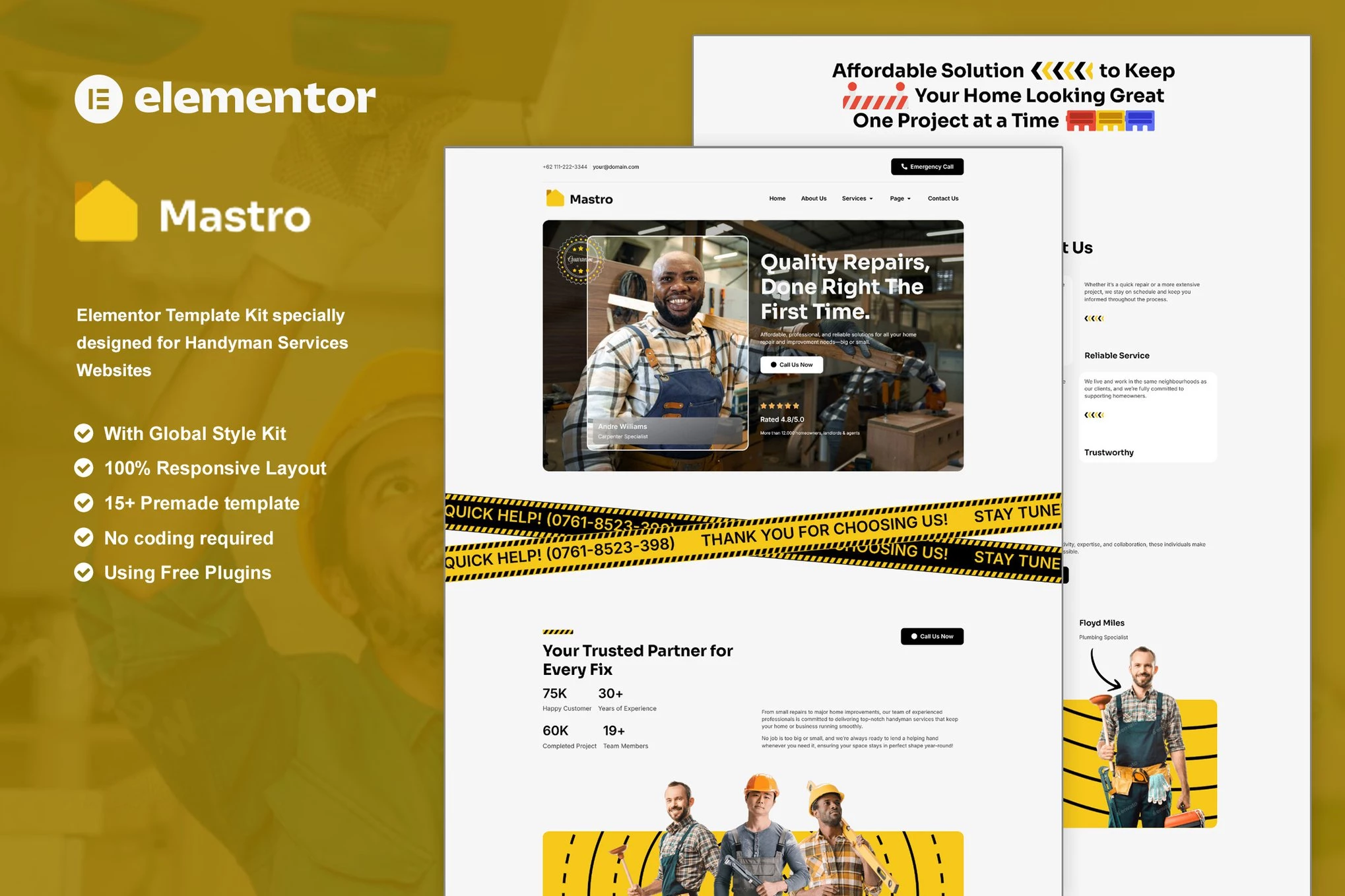 Mastro - Handyman Services Elementor Template Kit