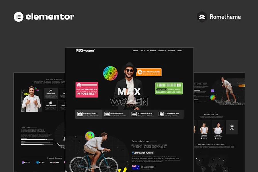 MAX - Kit completo de plantillas de sitio Elementor Pro de Content Creator