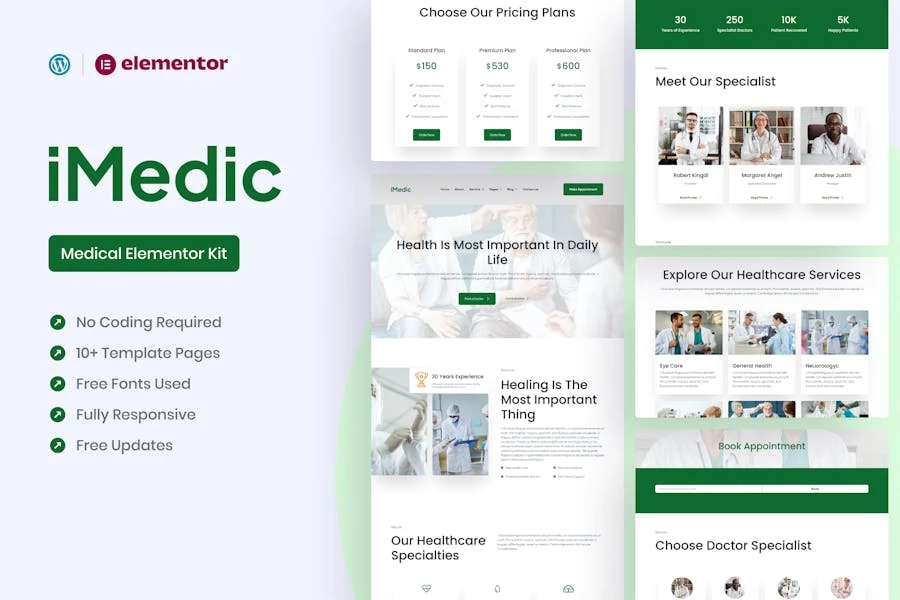 Medicly - Template Kit Medical Elementor Pro