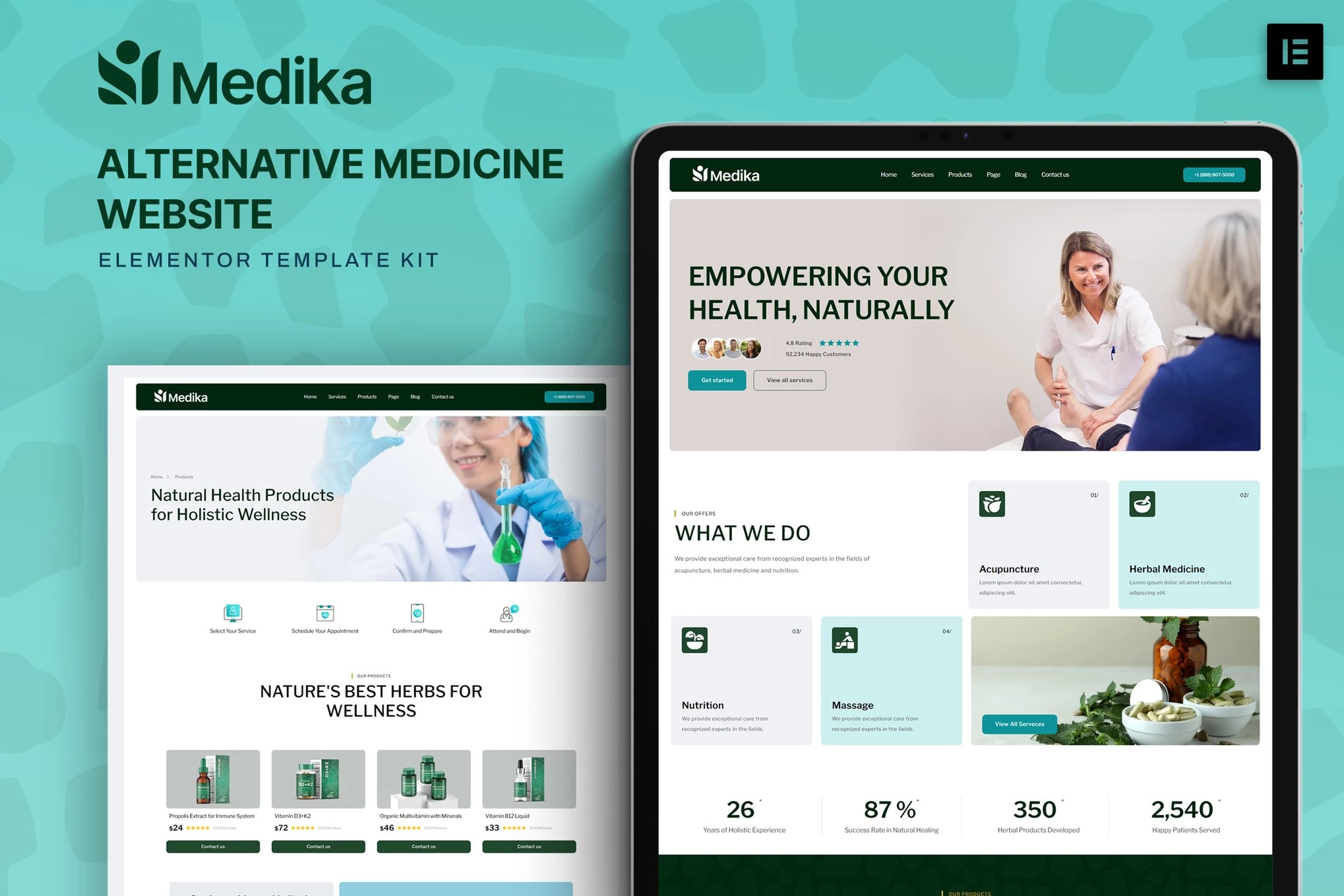 Medika - Kit de plantillas Elementor para sitios web de medicina alternativa