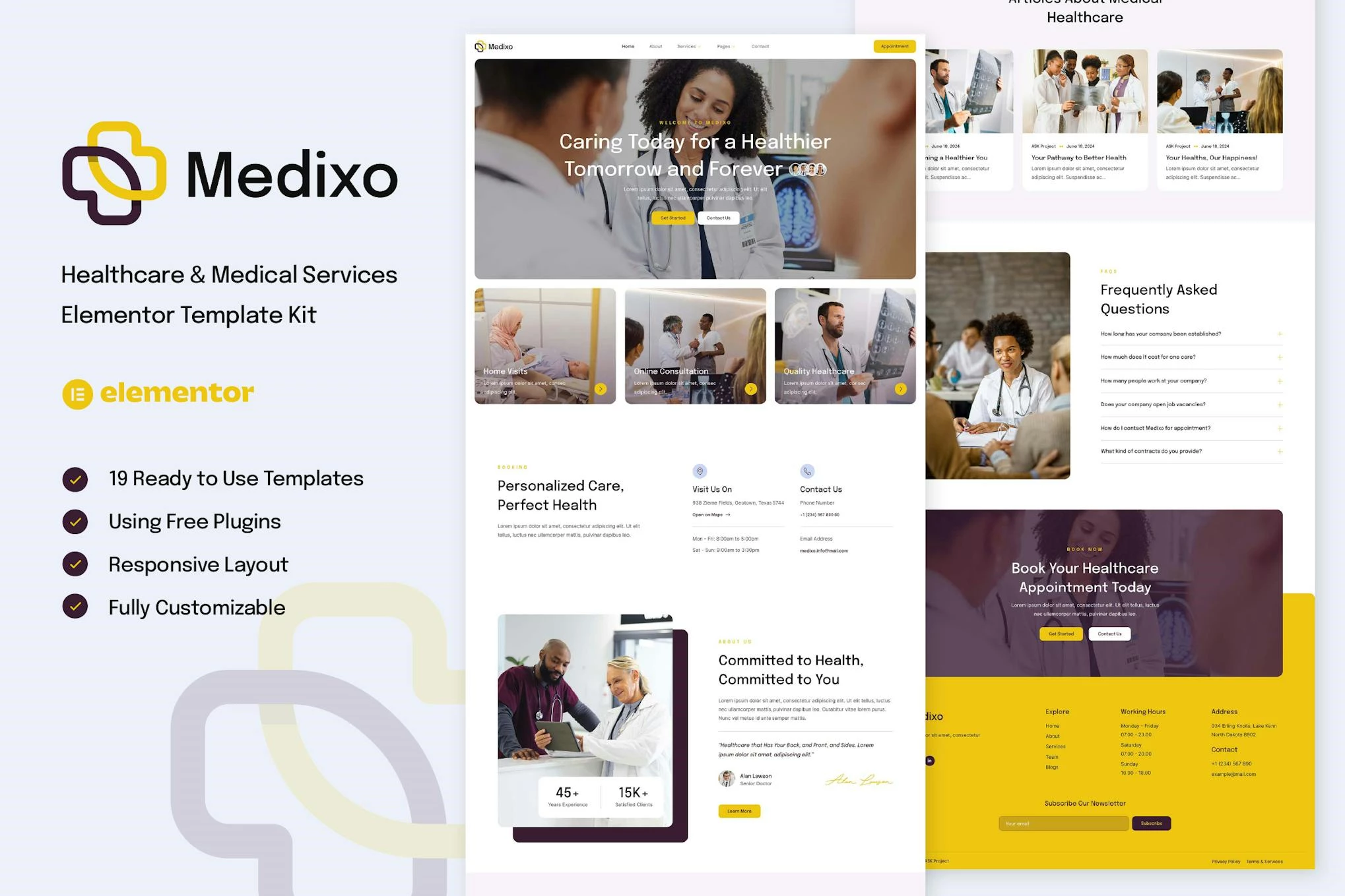 Medixo - Kit de plantillas Elementor para servicios médicos y de salud